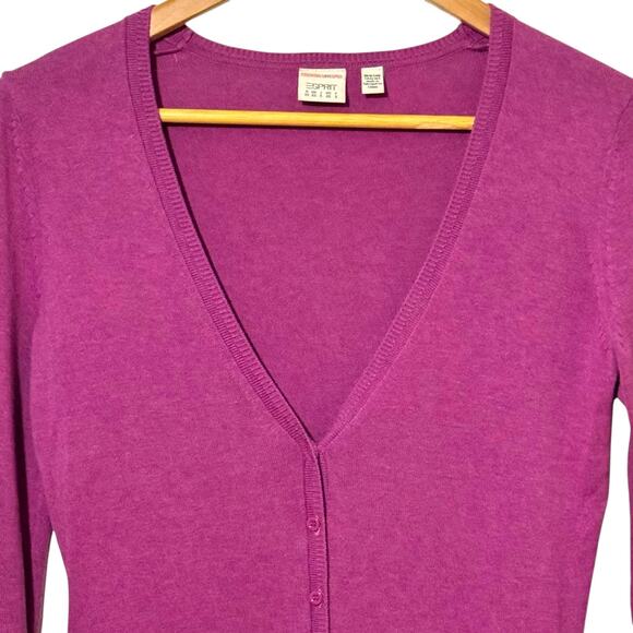 Esprit Size XS Purple Embroidered V-Neck Button Up Cardigan Sweater - Picture 2 of 6